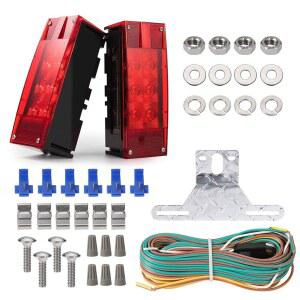 CZC AUTO 12V LED 로우 프로파일 잠수정 직사각형 트레일러 라이트 키트 테일 스톱 알루미늄 번호판 브래킷, 스테인리스 하드웨어 보트 트럭용 러닝