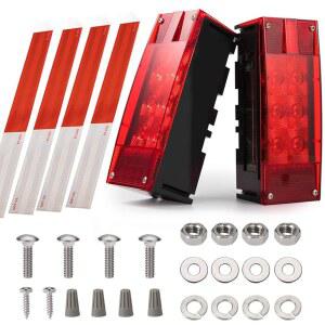 CZC AUTO 2PCS 12V LED 잠수정 저프로파일 직사각형 트레일러 조명, 4개의 반사 스트립이 있는 테일 스톱 턴 러닝 라이트 키트, 보트 트럭 마린용 밀봉
