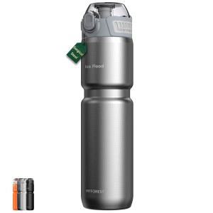 마이포레스트 24온스/700ML 단열 자전거 물병 무취 수술용 스틸 라이너 거친 트레일을 위한 강력한 그립감 퀵 오픈 처그/스트로우 2-IN-1 더트 캡(유광 스틸)