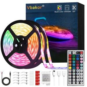 Vbakor 보트 스트립 조명 방수 32.8피트, 12V RGB 마린 폰툰 조명, 내부 데크 캐빈 존 배스를 위한 야간 낚시 요트, 카약, RV