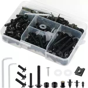 YALITYS 모터사이클 페어링 볼트 키트 195Pcs 스테인리스 스틸 M5 M6 윈드스크린 나사 고정 클립