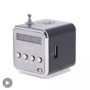 TDV26 휴대용 미니 블루투스 스피커 화면 FM 라디오 MP3 플레이어 노트북 전화용 TF 카드 지원