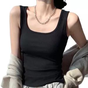 신상 이너웨어 스퀘어넥 골지 민소매 세미크롭 나시 여름나시 크롭탑 브라탑티셔츠