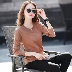 여자 무지 티셔츠 라운드넥 긴팔 티 데일리 긴팔티 무지티 여자티셔츠