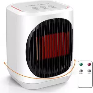 실내용 iFTY 소형 공간 히터 3가지 모드 70° 진동 리모컨 과열 방지 침실 사무실 책상용 1500W PTC 세라믹