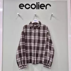 에꼴리에 동백01 에꼴리에 세미 크롭 브라운 체크 셔츠 26C5381  26C5381