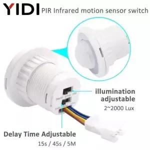 가벼운 Pir 적외선 모션 센서 IR 감지기 스위치 자동 켜짐 꺼짐 조정 가능한 시간 지연 110V 220V AC 인체