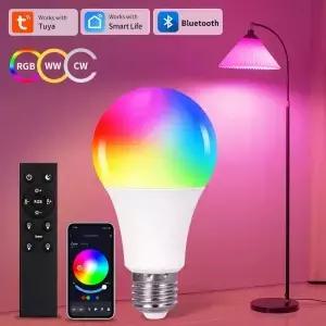 LED 전구 E27 투야 스마트 블루투스 RGB 램프 RF 2.4G 원격 그룹 제어 라이프 스포트라이트 앰플 봄빌라