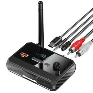 홈 스테레오용 블루투스 5.3 수신기 RCA 어댑터 저지연 및 HD 음악 오디오 광학 AUX 3.5MM 지원 스피커용 수신기 스트리밍 스테레오 시스템