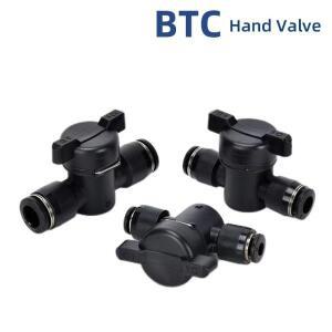 BTC 플라스틱 공압 핸드 밸브 블랙 푸시 인 퀵 조인트 커넥터 턴 스위치 수동 볼 전류 제한 4mm 10mm 12mm