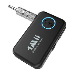 차량용/홈 스테레오용 1MII BLUETOOTH 5.3 음악 수신기 볼륨 조절 기능이 있는 차량용 보조 어댑터 핸즈프리 통화 지원 16시간 배터리 수명