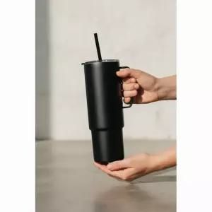 미르 올데이 스트로우 컵 대용량 빨대 텀블러 32oz 블랙