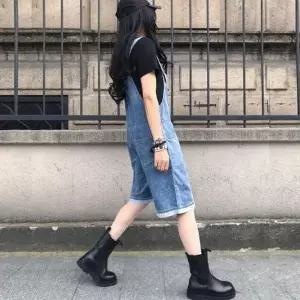 [하프클럽/셀럽하우스]데님 멜빵바지 여성 점프수트 오버롤 와이드 서스펜더 여름 데일리 캐주얼