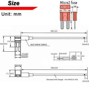 5Pcs 12V 자동차 16AWG 와이어 퓨즈 홀더 Micro2 APT 블레이드 도구가있는 추가 회로 돼지 백 탭 어댑터 키