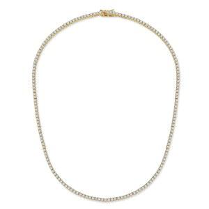 젬스미 18K 흰색 화이트/옐로우 골드 도금 3.0mm 원형 큐빅 지르코니아 클래식 테니스 목걸이 여성 16-24인치