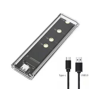 M.2 PCIe NGFF SATA 듀얼 프로토콜 SSD 케이스 투명 USB 타입 C M2 외장형 하드 박스