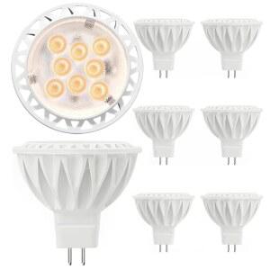 GOHDLAMP MR16 LED 전구 50W 할로겐 등가 경관 조명 전구 2700K 웜 화이트 5W GU5.3 12V 스포트라이트 조경용 비디밍 38 빔 각도 오목형 트랙 6팩