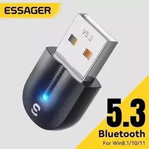 Essager USB Bluetooth 5.3 어댑터 Aux 오디오 수신기 송신기 PC 스피커 노트북 무선 마우스 사운드 박스