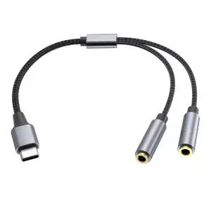 C타입 듀얼 3.5mm 잭 AUX USB C 수3.5 암 공유 음악 오디오 2 이어폰 어댑터 분배기 Y 확장기 태블릿