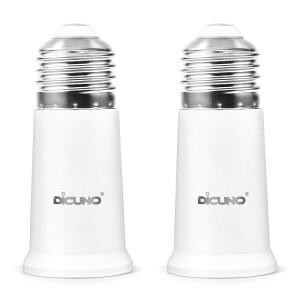 DICUNO E26 소켓 익스텐더 표준 중형 베이스 램프 전구 어댑터(5CM/1.97인치 익스텐션 최대 200W 2개)