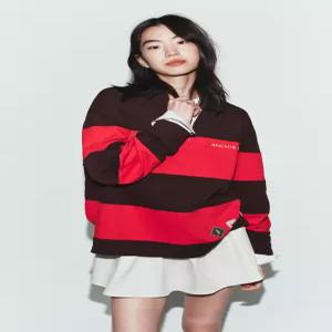 ZARA 스트라이프 패치 폴로셔츠 - 브라운 1165/047/700
