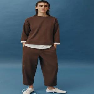ZARA 긴소매 콤비 스웨트셔츠 - 라이트 브라운 8417/151/730