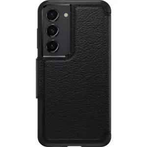 OtterBox 갤럭시 S23 스트라다 시리즈 케이스 - 섀도우 (블랙), 카드 홀더, 자연유래 가죽, 포켓 친화적,