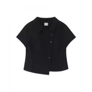 THE COLDEST MOMENT TCM 3-button stripe half shirt black 1333608