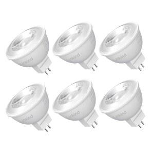 LINKIND MR16 LED 전구 디머블 GU5.3 바이핀 베이스 전구 6.5W(70W 등가) 3000K 웜 화이트 640LM 스팟 라이트 오목 추적등 12V 저전압 6팩