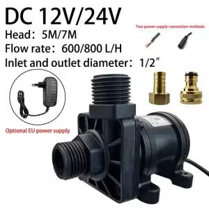 DC12V 24V 자동 브러시리스 모터 IP68 잠수정 온수기 샤워 부스터 펌프는 EU 어댑터 황동 조인트를 장착 할