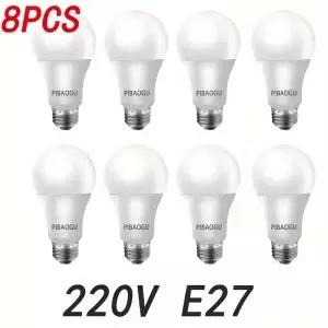 8PCS LED 전구 E27 220V 3W 6W 9W 12W 15W 18W 20W 조명 높은 밝기 낮은 에너지 소비 거실 홈 Blubs