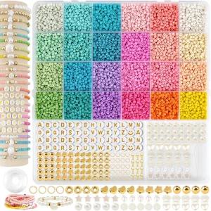 텍스기즐리 3mm 유리 시드 비즈 팔찌 주얼리용 24색 만들기 DIY 우정 키트 편지 포함