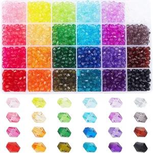 PH PandaHall 2160pcs 6mm 크리스탈 비즈 바이콘 브레이슬릿 페이셜 아크릴 24색 우정 팔찌 목걸이 귀걸이
