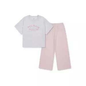 POLHAM KIDS 여성 플레이티드 저지 반팔티 골지팬츠 세트_PKF3TS2310132305