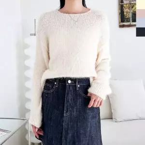 [하프클럽/]오피스룩 루즈핏 터틀넥 정장 라운드니트 여성니트