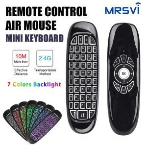 C120 에어 마우스 2.4G RF 스마트 원격 제어 안드로이드 TV 박스 용 7 색 백라이트 영어 무선 키보드