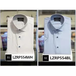 란체티 남성 모달 화이트/블루 슬림핏 반소매 와이셔츠 LZRP554WH554BL 3452636