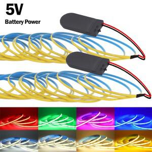 3MM 5MM 8MM PCB COB LED 스트립 5V 빛 배터리 전원 320LED/M 빨간색 녹색 파란색 분홍색 플렉스 접착 테이