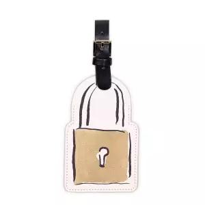 Kate Spade New York 여성용 귀여운 수하물 태그, 내구성 있는 비건 가죽 여행 가방 독특한 식별자, Let's