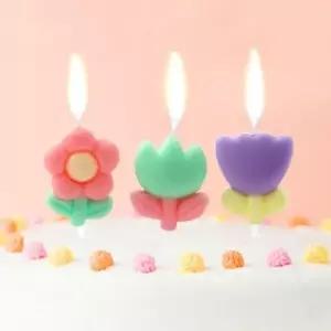 [콩심팥심]케이크초 해피니스꽃모양생일초3개입기념일케이크초