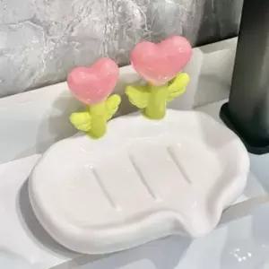[콩심팥심]비누받침대 하트윙세라믹비누받침대욕실세면대비누트레이