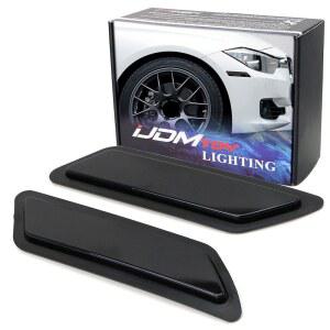 2012-2015 BMW F30 F31 PRE-LCI 3 시리즈 328I 335I와 호환되는 IJDMTOY 유광 블랙 스모크 렌즈 전면 범퍼 사이드 마커 OEM 앰버 리플렉터 ASSY 교체