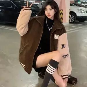 [하프클럽/]여성 뽀글이 야구점퍼 후리스 잠바 바시티 자켓 2색