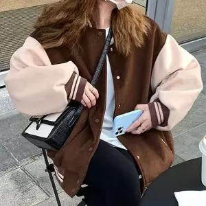 [하프클럽/]여성 배색 야구점퍼 바시티 자켓 기모안감 아우터
