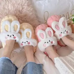 털 토끼 방한 슬리퍼 여성 실내화 보온 귀여운 겨울 귀여운 방한 토끼 여성슬리퍼