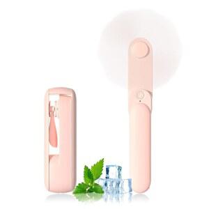 레랏 휴대용 선풍기 2인치 미니 배터리 작동 [근무 시간 8-15시간] 실내용 USB 충전식 개인용 접이식 소형 포켓 선풍기 여행 필수품 (핑크색)