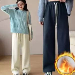 [하프클럽/]일자 여성 골덴 바지 와이드 여성 코듀로이 팬츠 밴딩 벨벳