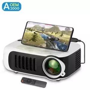 A2000 미니 프로젝터 휴대용 홈 시네마 3D LED 비디오 4K 1080P 게임용 빔 HD 포트 포함 스마트 TV 박스용