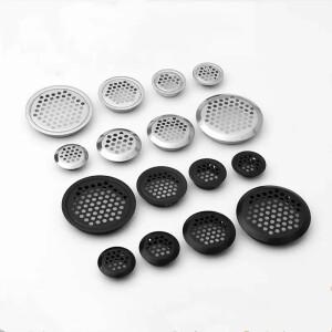 10피스 라운드 캐비닛 공기 덕트 환기 Dia.19mm-53mm 스틸 루버 메쉬 구멍 플러그 장식 커버 옷장 그릴 시