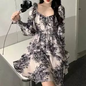 여성봄원피스 쉬폰 미니원피스 러블리 스타일 하트넥 볼레로